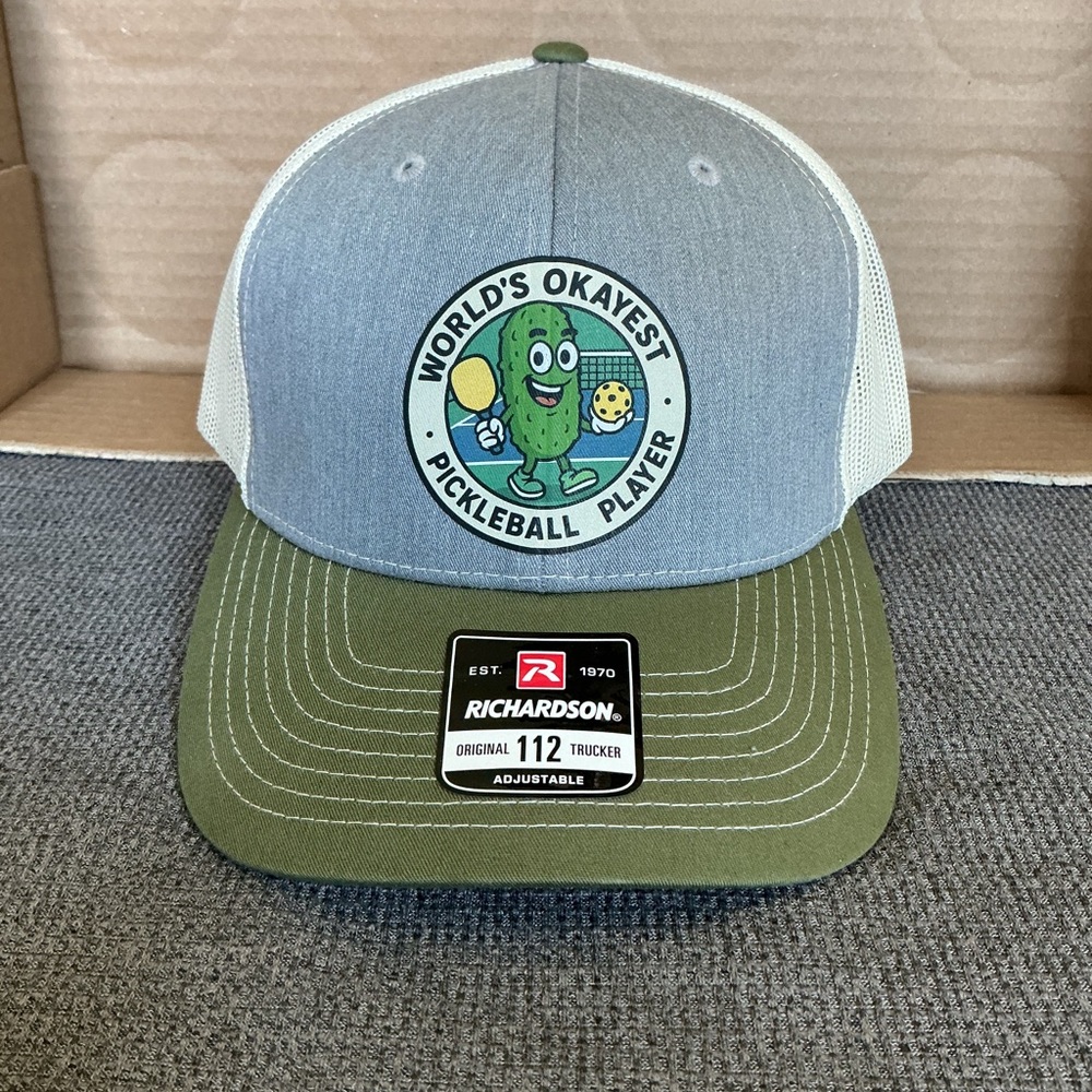 Pickleball Richardson 112 SnapBack mesh trucker hat olive gray birch